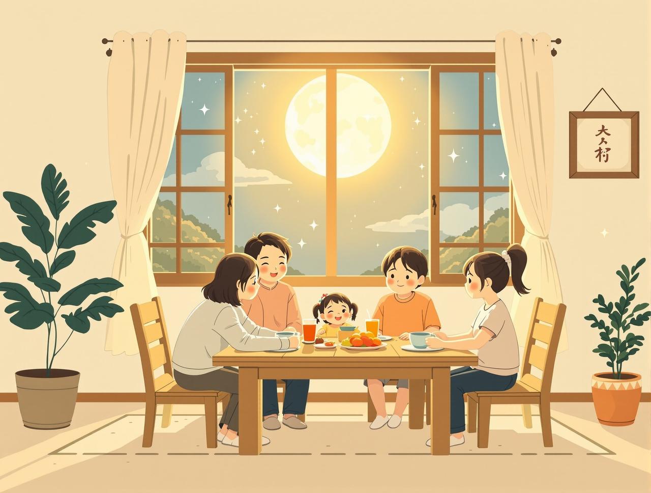 无广告短剧月光下的餐桌 - 每晚月光洒落餐桌，一家四口围坐分享一天的喜怒哀乐。温暖细腻的家庭日常，每个故事都像月白般纯净温柔。